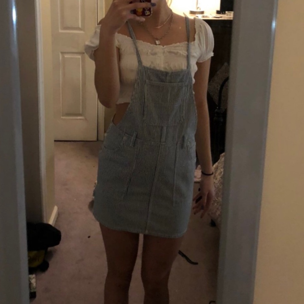 stripped overall dress